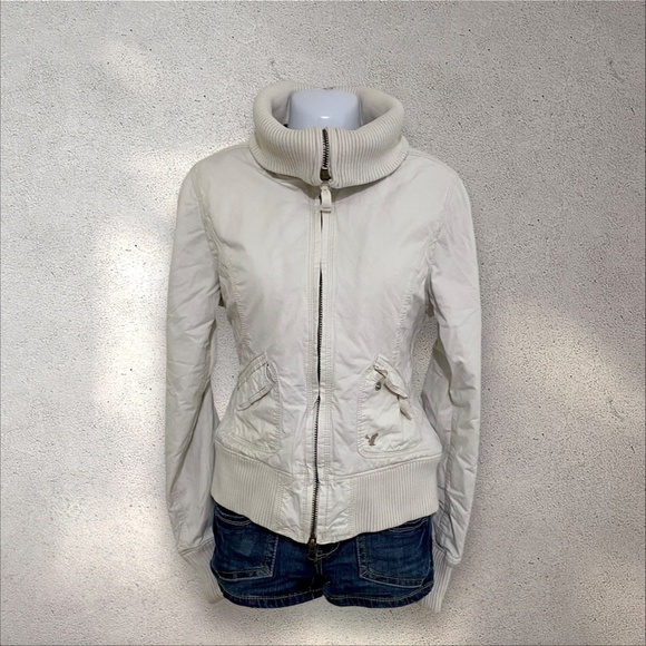 VINTAGE Y2K American Eagle White Quilted Lining Bomber Jacket - Picture 2 of 9